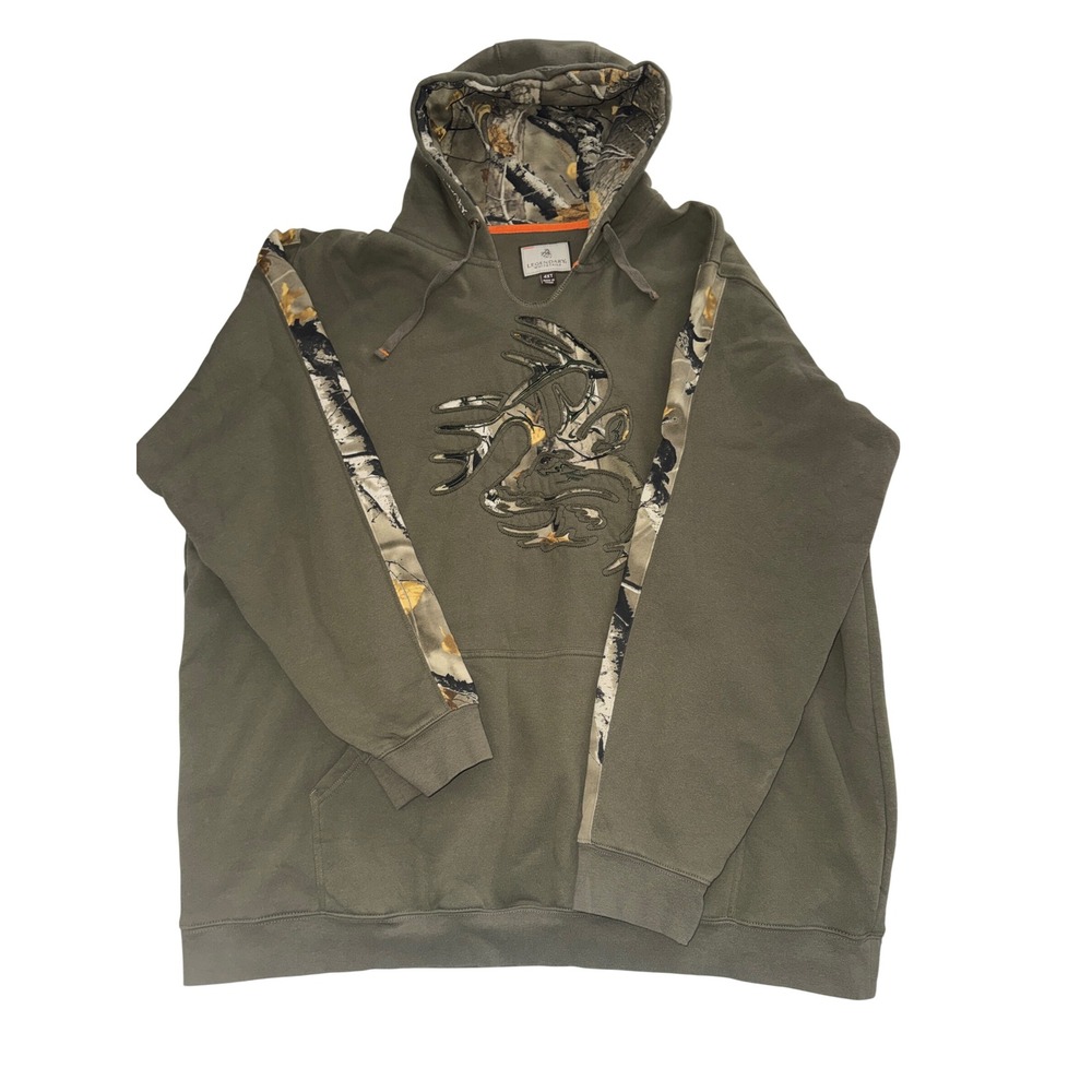 Legendary Whitetails Mens 4XT Olive Green Camo Buck Logo Hoodie Sweatshirt Tall